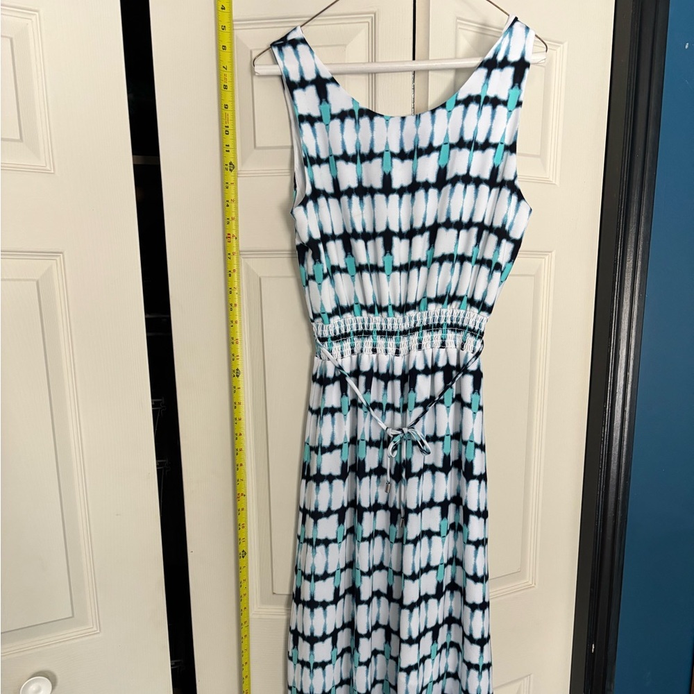 Joseph Ribkoff Teal and Black Patterned Maxi Dress